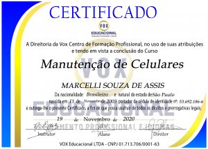 certificado curso pago Manutenção de Celulares assinatura